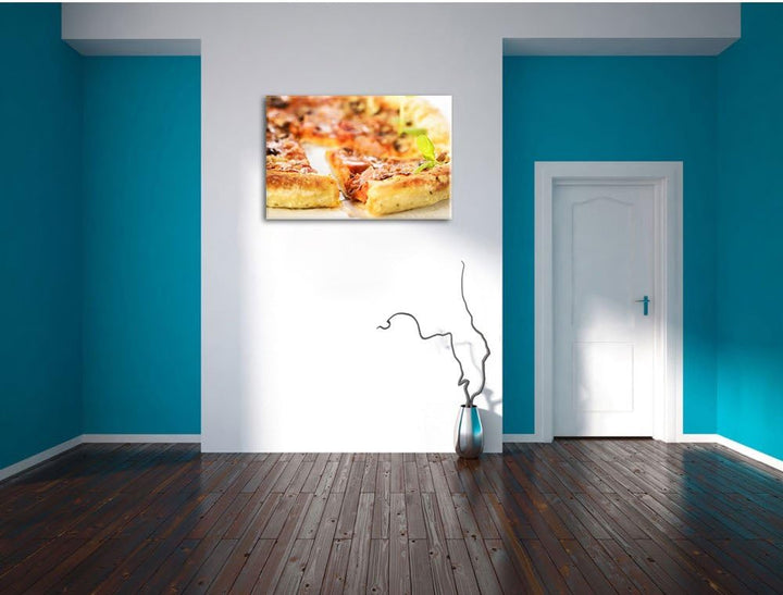 Frischgebackene Pizza, Format: 100x70 auf Leinwand, XXL riesige Bilder fertig gerahmt mit Keilrahmen