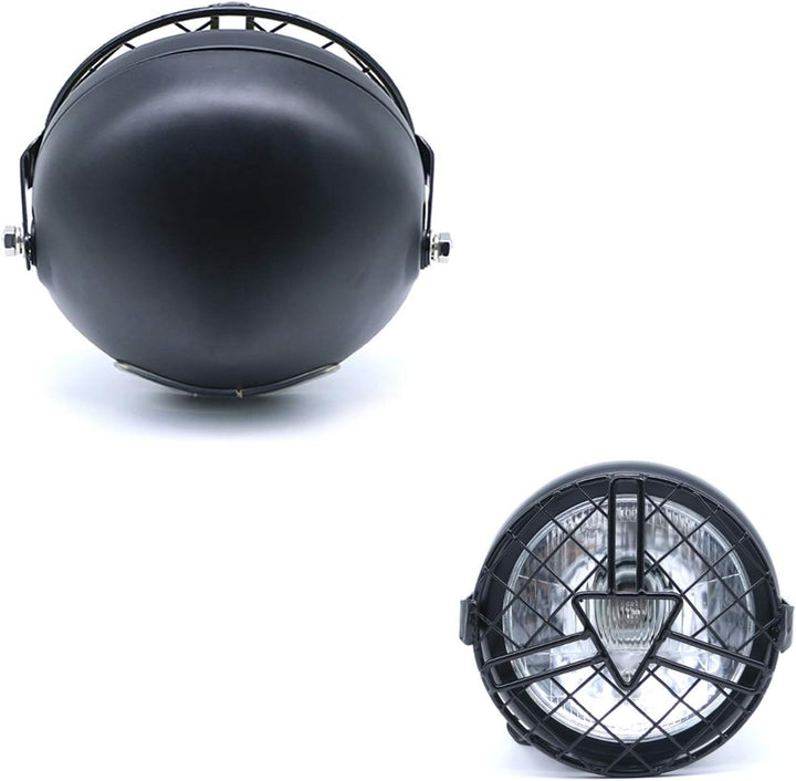 evomosa Universal Motorrad Frontscheinwerfer, 6'' Halogen Scheinwerfer mit Lampenschirmabdeckung Ret