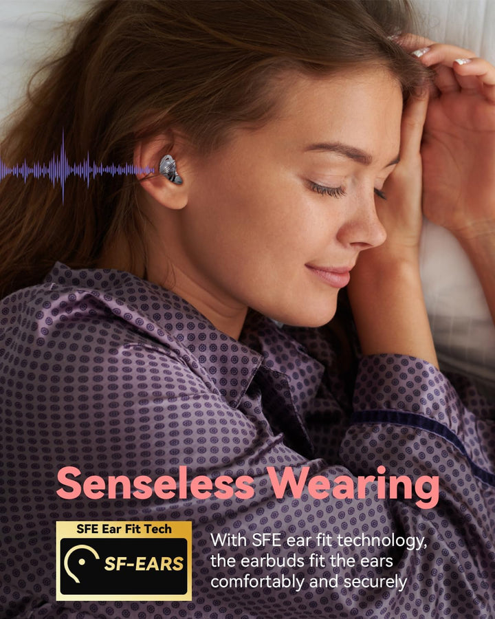 MONODEAL Schlafkopfhörer Bluetooth 5.4 Sleep Earbuds, Weiche Kopfhörer Schlafen Sleepbuds, Unsichtba