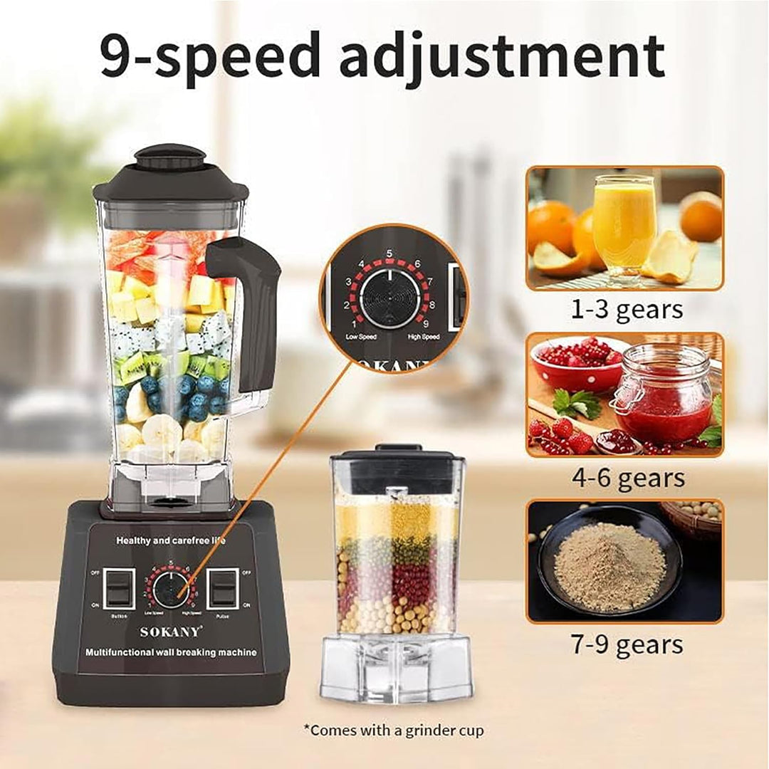 SOKANY SK-666 5000W Hochleistungsmixer, 9 Geschwindigkeitsstufe, 2-in-1[2,5L Standmixer und Smoothie