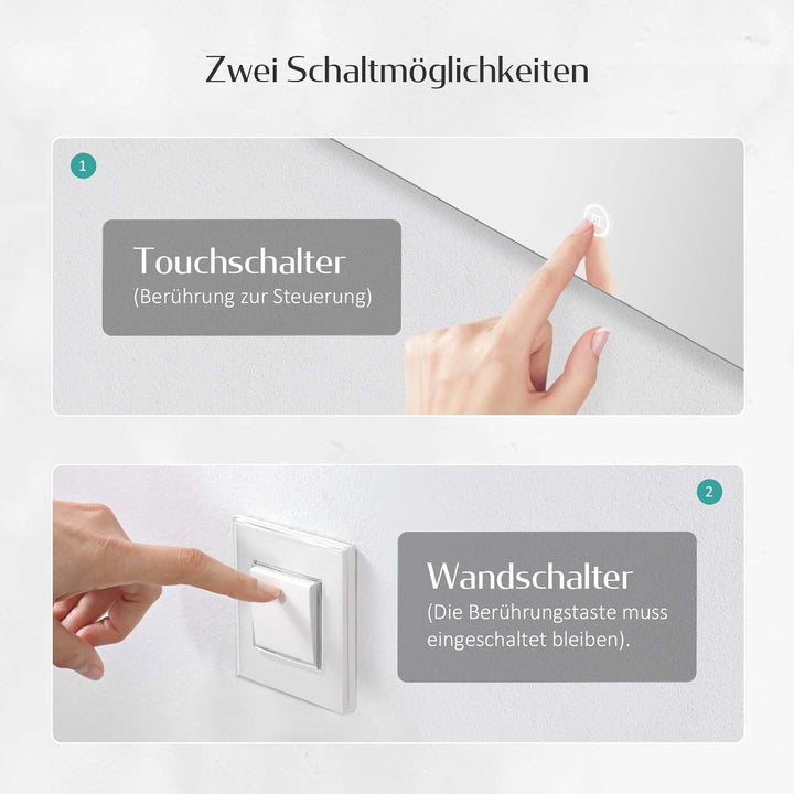 EMKE Badspiegel mit Beleuchtung 50cm Spiegel rund mit dimmbar Kaltweiss Licht, Speicherfunktion, Tou