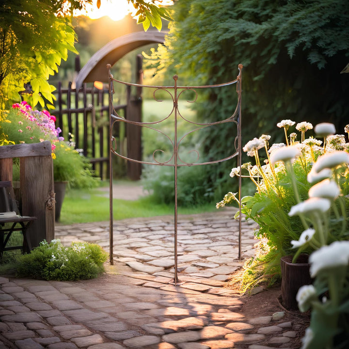 ecosoul Rankgitter Rankhilfe Staudenhalter Strauchhalter halbrund Rankgerüst Metall Eisen Rost Deko