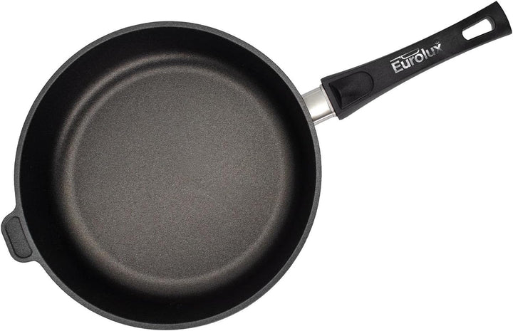 Eurolux Guss-Pfanne Induktion Set & Deckel Ø 24 cm abnehmbarer Griff - hoher Rand 7 cm - Alugusspfan