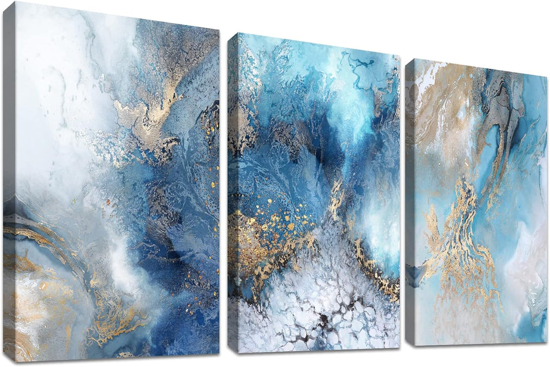 3 Pcs Mit Rahmen Goldgrüner Ozean Leinwand Bilder Krachende Wellen Bild auf Leinwand Malerei Poster