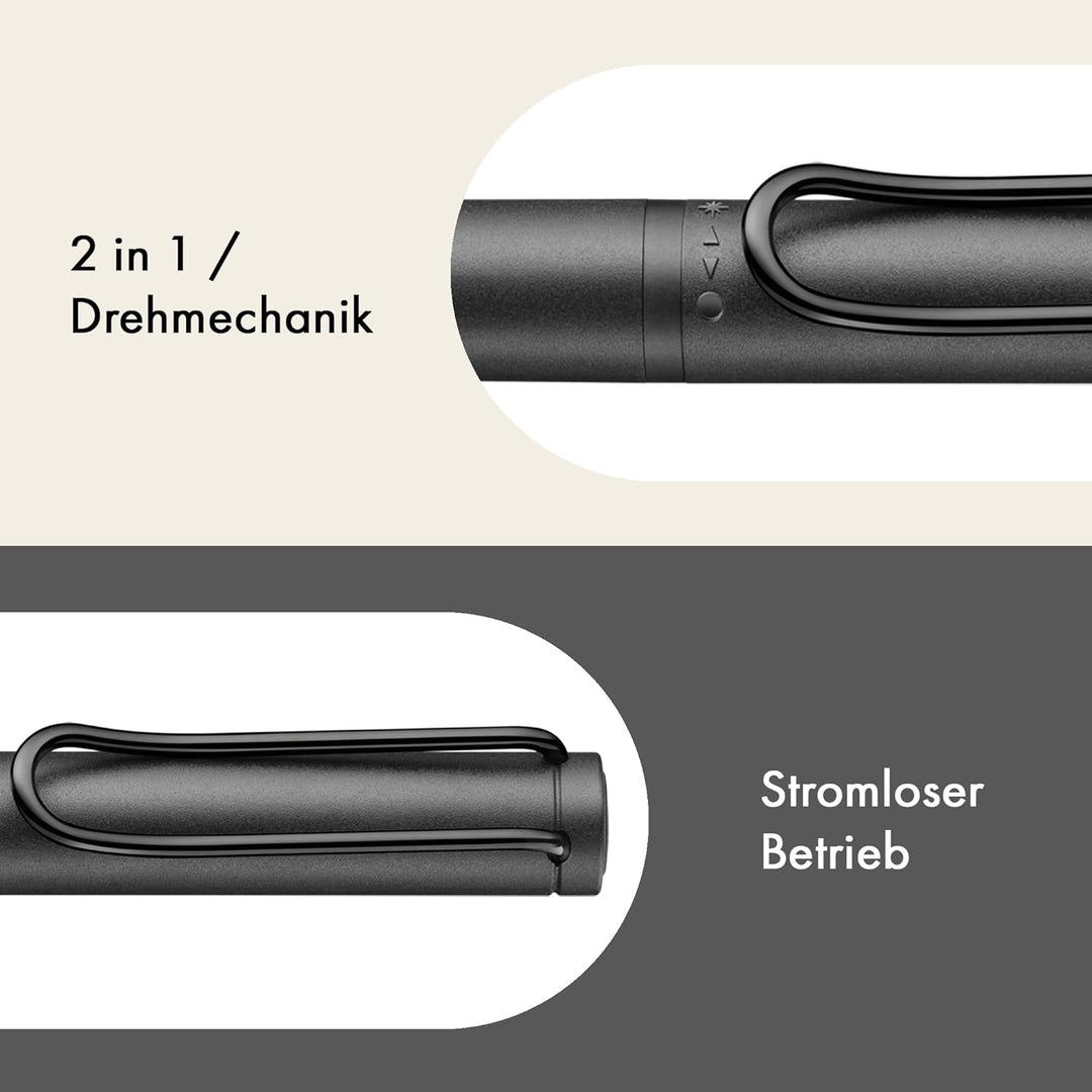 LAMY safari twin pen all black EMR Stylus 2-in-1 Kugelschreiber in der Farbe Schwarz für den flexibl
