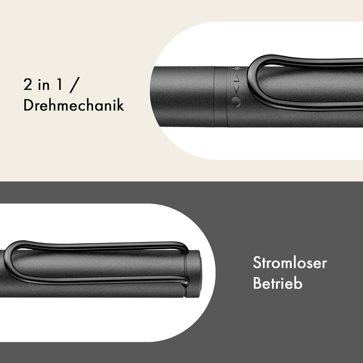 LAMY safari twin pen all black EMR Stylus 2-in-1 Kugelschreiber in der Farbe Schwarz für den flexibl