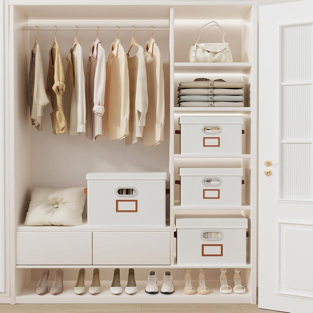 OUTBROS Aufbewahrungsbox mit Deckel und Griff, Faltbarer Aufbewahrungsbox aus Stoff Aufbewahrungskör