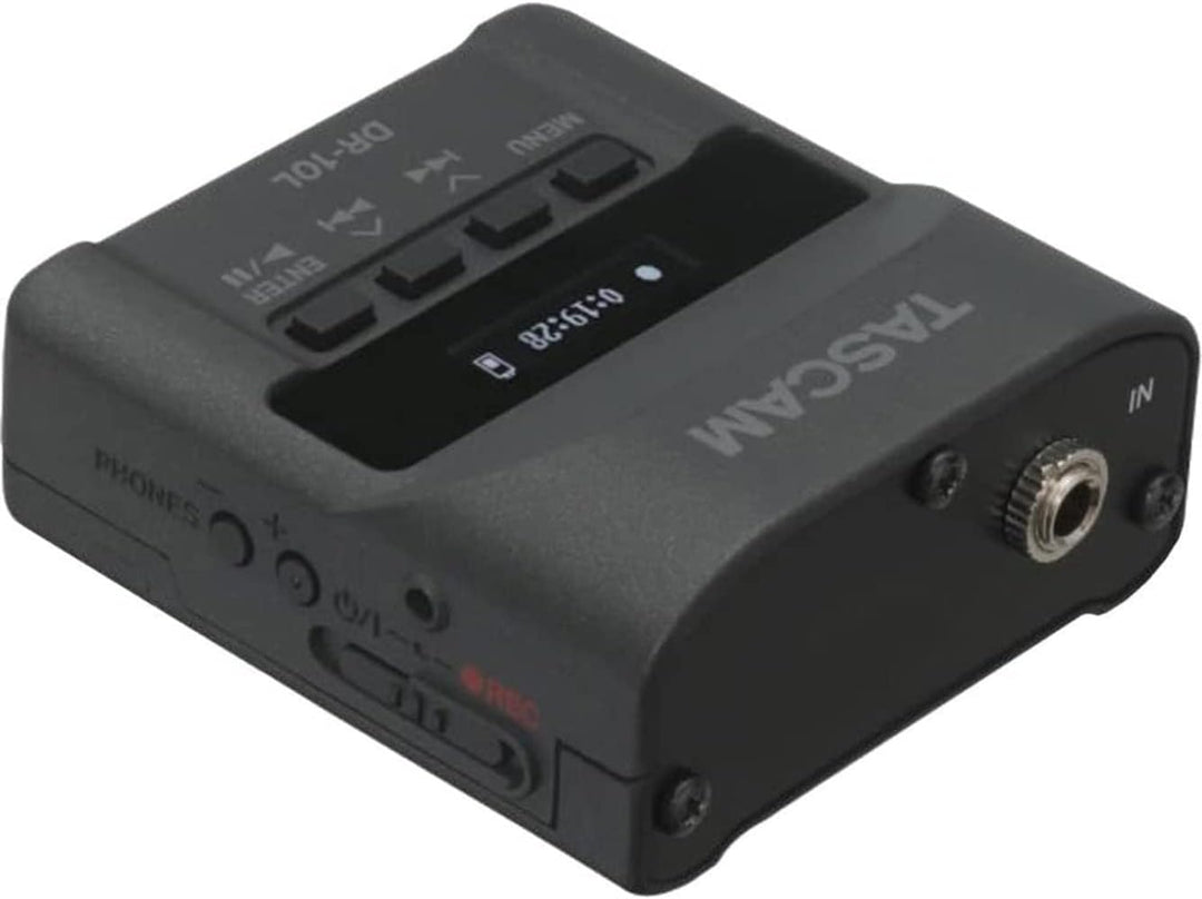 Tascam DR-10L Digital-Audiorecorder mit Lavalier-Mikrofon, black schwarz Single, schwarz Single