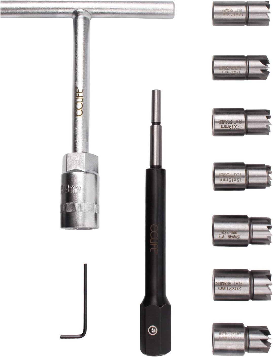 CCLIFE 10tlg Diesel Injektor Fräser Dichtsitzfräser Injektoren Inspritzdüsen Werkzeug mit 7 Fräsern,