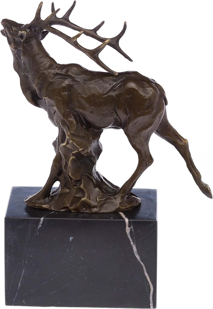 aubaho Bronze röhrender Hirsch Bronzeskulptur Figur Skulptur Jäger Jagd Sculpture Deer