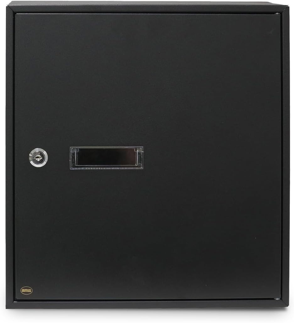 Amig 12372 - Innentür-Briefkasten Modell 6, aus Stahl, Farbe Schwarz, Masse 40 x 36 x 10 cm, DIN-A4-
