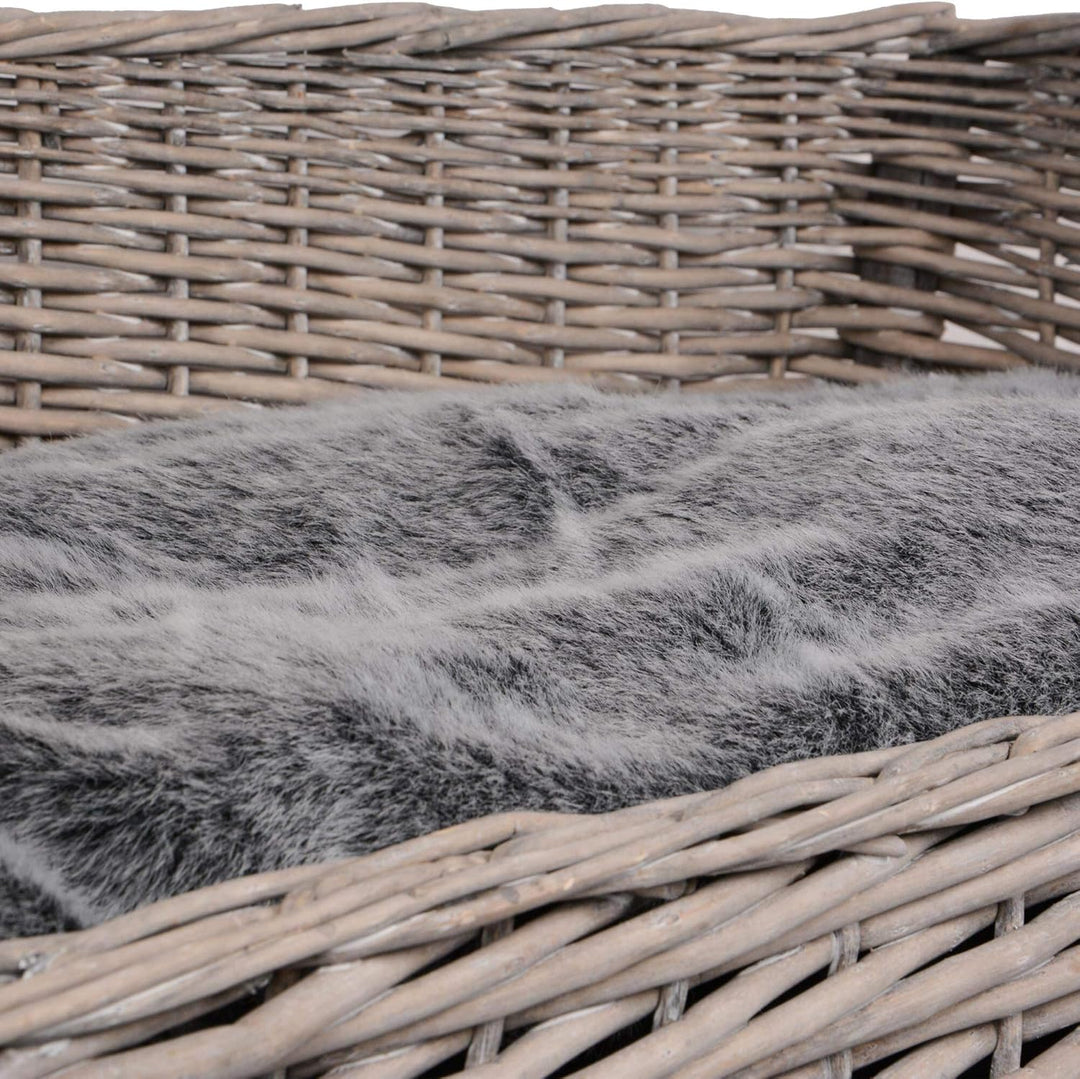 UNUS Hundebett Hundekorb Hundekörbchen aus Weide eckig mit Kissen grau für grosse und kleine Hunde 8
