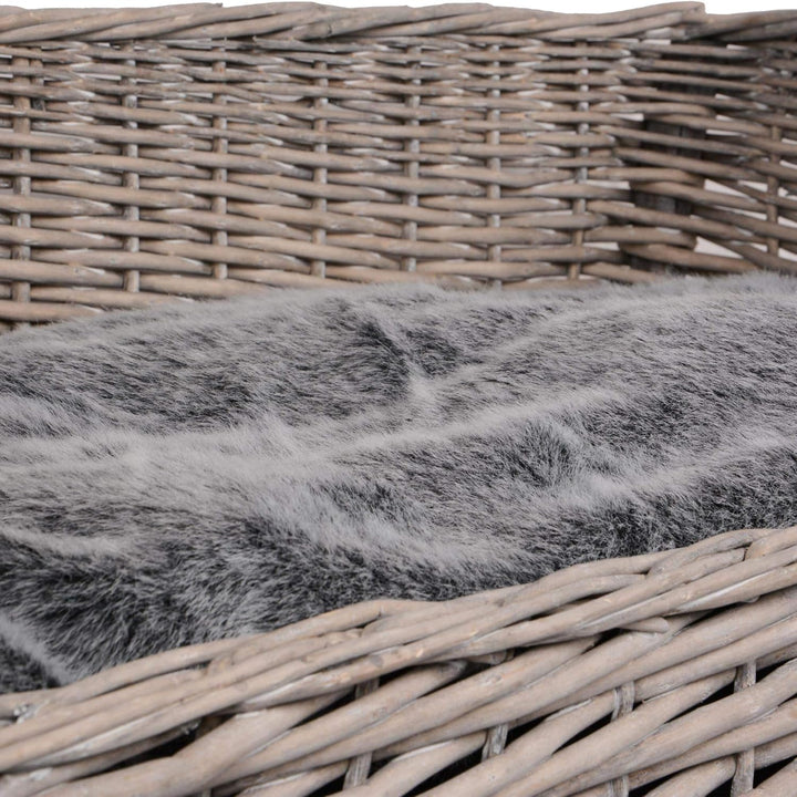 UNUS Hundebett Hundekorb Hundekörbchen aus Weide eckig mit Kissen grau für grosse und kleine Hunde 8