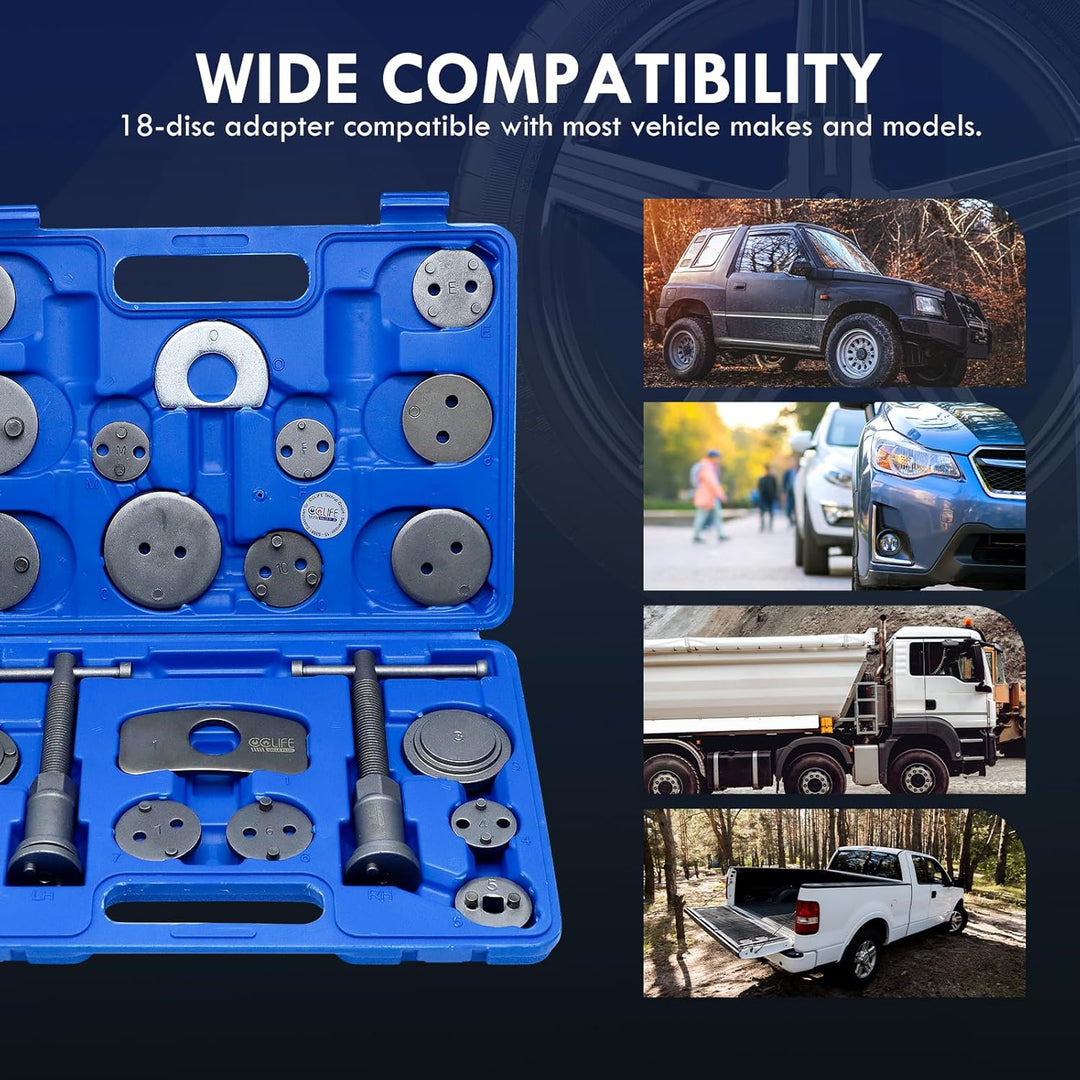 CCLIFE 22tlg Bremskolbenrücksteller Auto Universal Bremskolben Rückstellwerkzeug Set KFZ Werkzeug 22