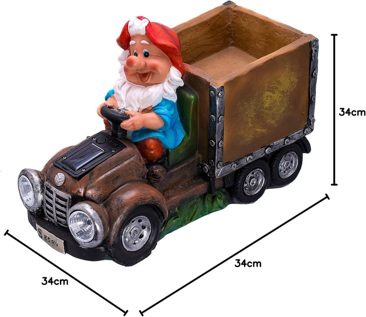 Birendy Figur, Zwerg, NF15177-1 Gartenzwerg Gartendekoration Gartenwichtel mit Solarlampe als Schein