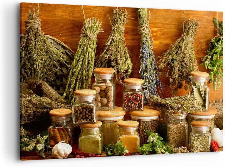 Bilder auf Leinwand 100x70cm Leinwandbild Aromatisch duft flasche kräuter Gross Wanddeko Bild Schlaf