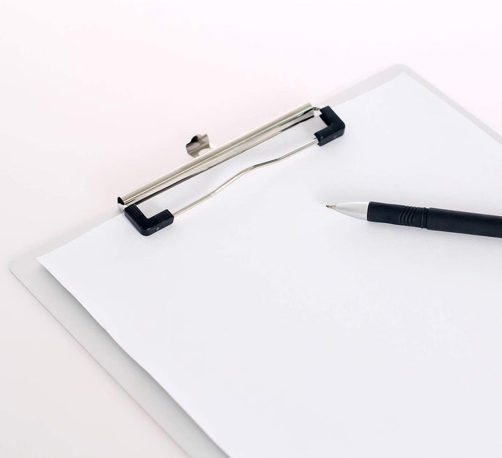 6er Alu Klemmbrett A4 mit gummierter Metalklemme, Schreibbrett DIN A4 mit Aufhängeose, Pad Halter Cl