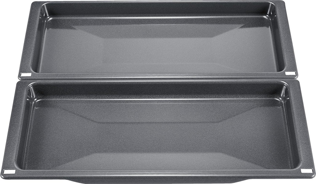 Bosch HEZ530000 Zubehör für Backöfen, 2 Universalpfannen, schmales Format, grau, Made in Germany Sin