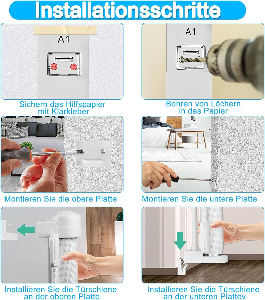 LZQ Türschutzgitter Treppenschutzgitter Roll für Babys und Haustiere, 0-180cm, 87 cm Hoch Baby Abspe