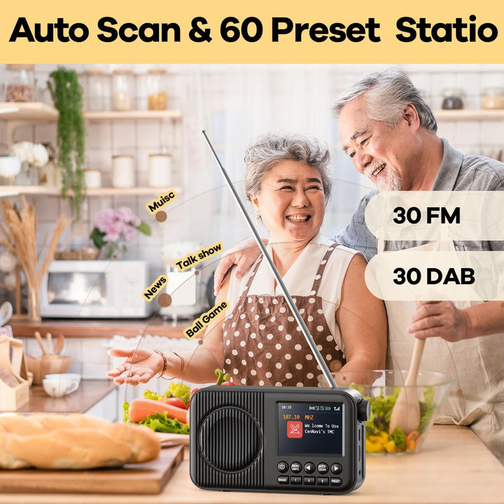 Arafuna DAB Radio, DAB Plus Radio mit 2,4" Farbdisplay, FM Radio mit Bluetooth, Küchenradio mit 60 V