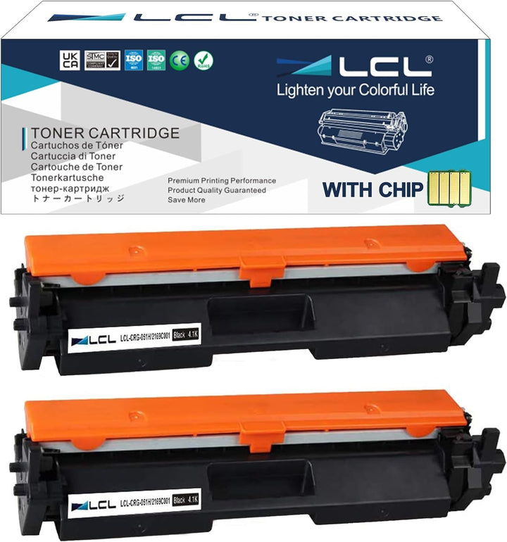 LCL Kompatibel Toner 051 CRG051 CRG-051 2168C002 (2Schwarz) Ersatz für Canon ImageCLASS LBP162dw MF2