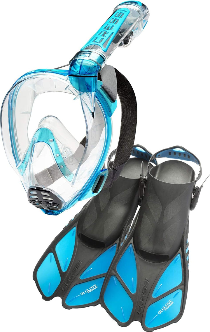 Cressi Schorkelset Flossen Erwachsene Vollmaske Duke & Bonete Flossen Verstellbare Duke M/L - Bonete