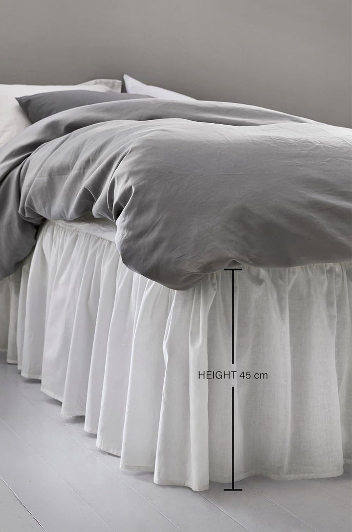 Jotex Zack Volant Betthusse - 100% hochwertige Bio-Baumwolle Bettrock, Höhe 45 cm - Weiss, 90 x 200