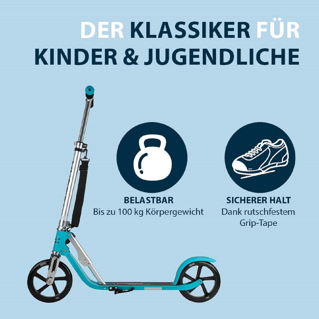 HUDORA BigWheel 205 Scooter inkl. Kabelschloss - Klappbar & Höhenverstellbar - Mit Tragegurt - Tretr