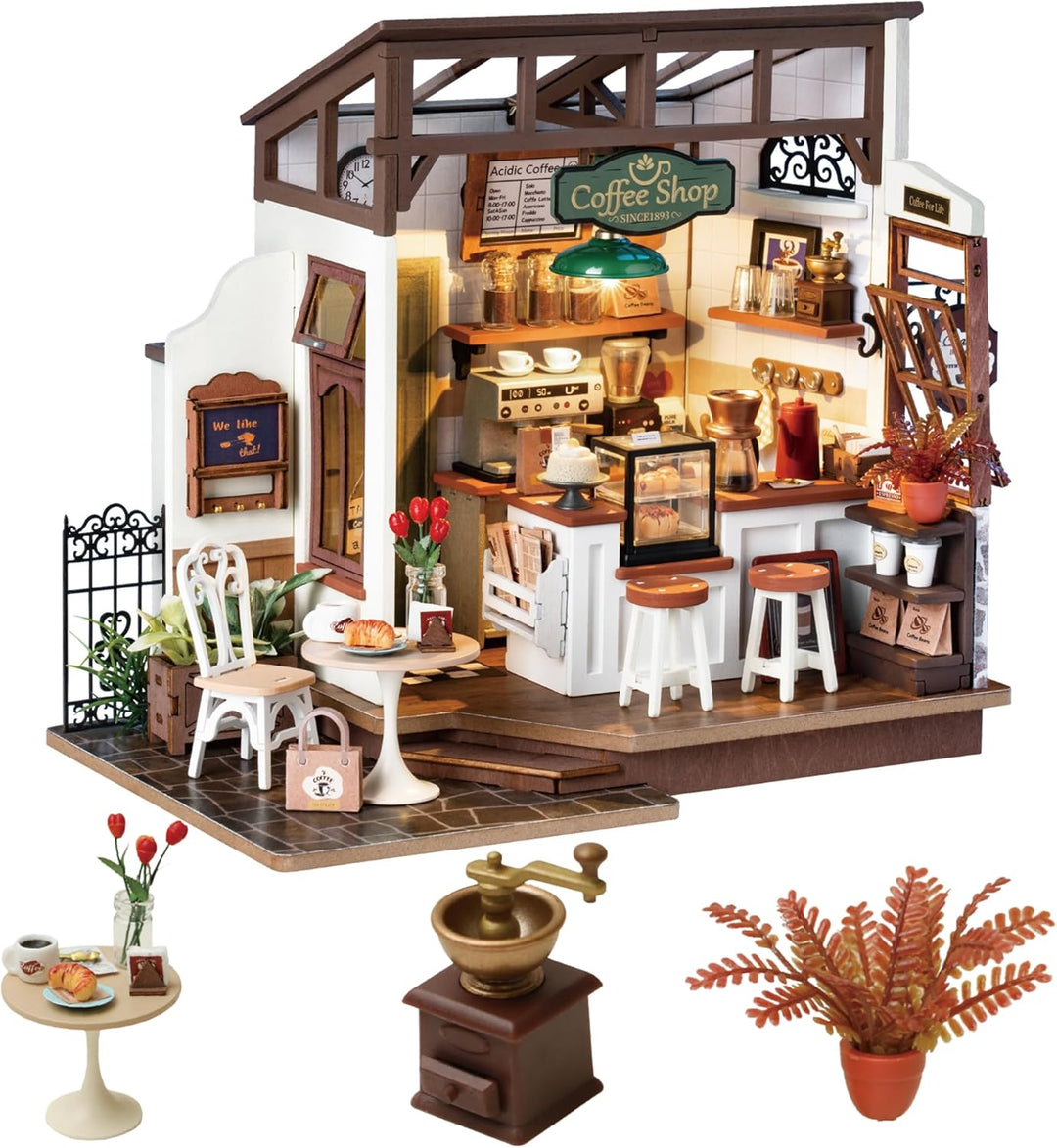 Rolife DIY Miniatur Cafe-Minihaus Holzpuppenhaus Geschenkidee Für Frauen und Mädchen(DG162), Cafe