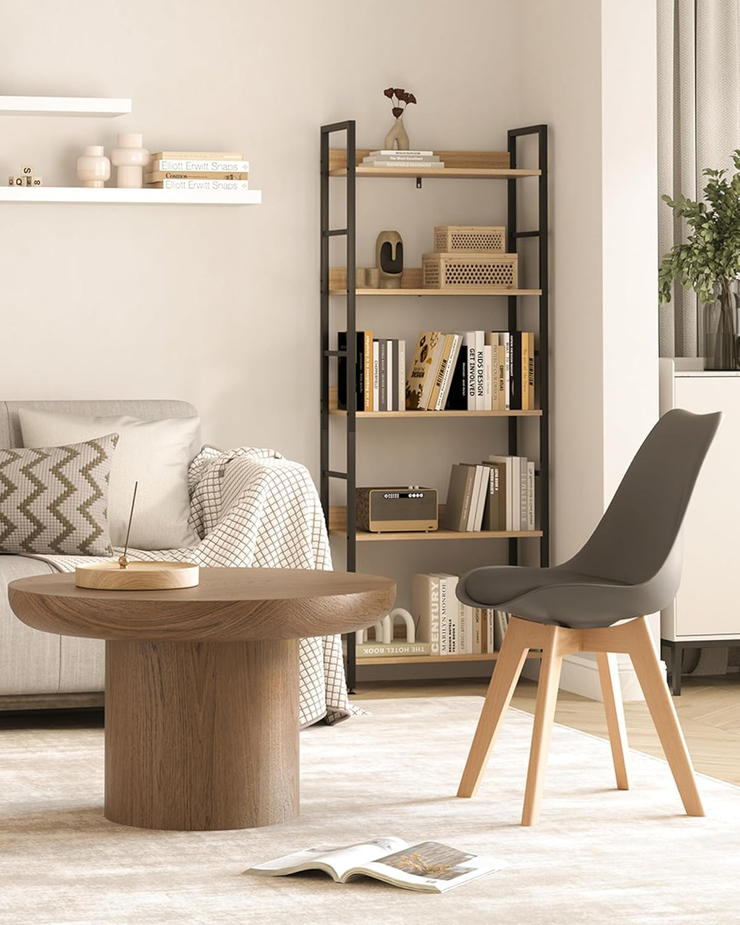 WOLTU® 4er Set Esszimmerstühle Küchenstuhl Design Stuhl Esszimmerstuhl Kunstleder Holz Grau BH29gr-4