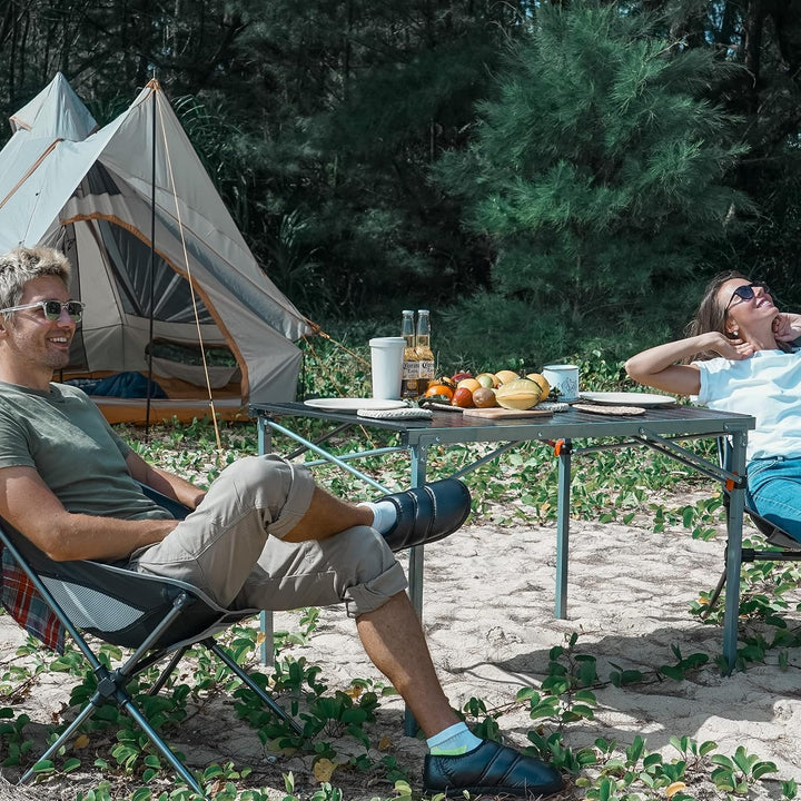 KingCamp Campingtisch Klapptisch Gartentisch Leichtgewicht für 4-6 Personen Silber Schwarz