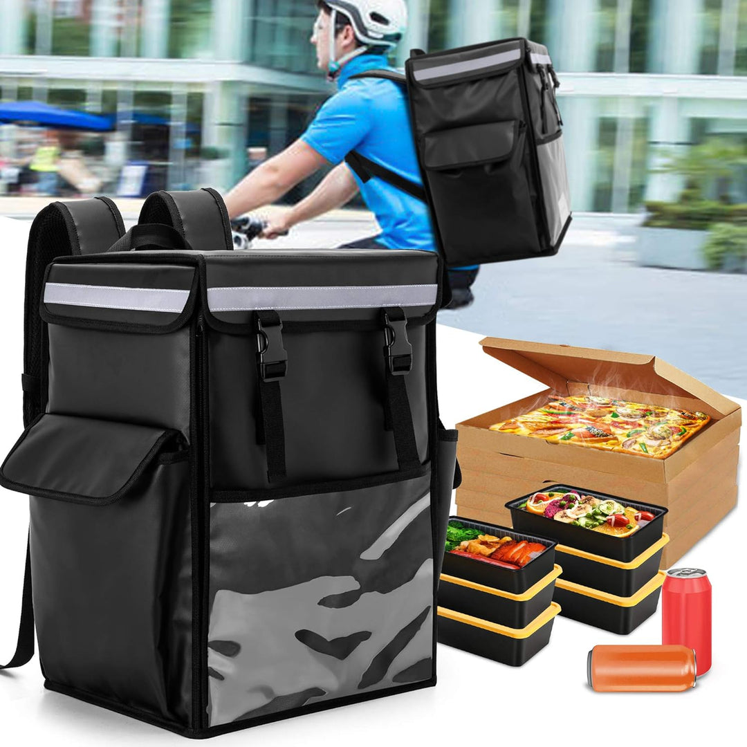 Trunab Food Delivery Rucksack Schwarz, Isolierte Kühltasche Lebensmittel Transport, Öffnendes Oberte