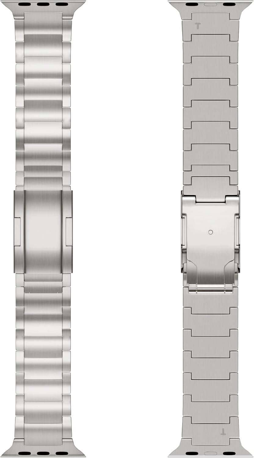 LDFAS Compatible for Apple Watch Ultra Armband 49mm 45mm, Titan Titanium Metal Watch Strap with Doub