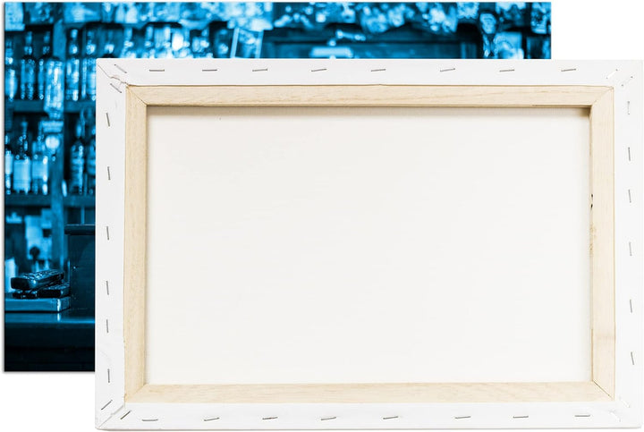 deyoli Theke in einem Irischen Bar Format 80x60 Effekt: Monocrome Blau als Leinwandbild, Motiv ferti