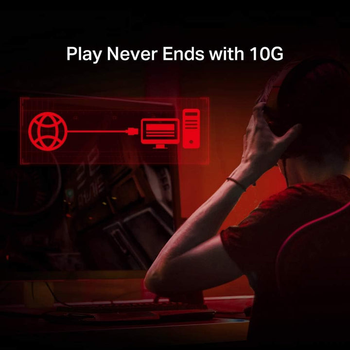 TP-Link Archer TX401 10Gbit/s PCIe-Adapter (CAT6A-Ethernet-Kabe, Kühlkörper, kompatibel mit Windows