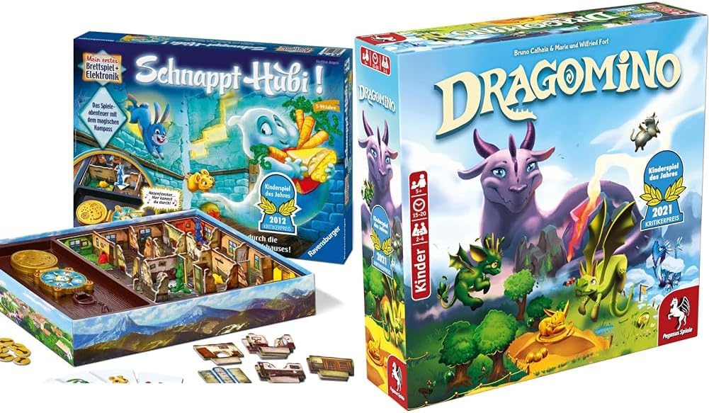 Ravensburger Schnappt Hubi, Gesellschafts- und Familienspiel & Pegasus Spiele 57111G - Dragomino *Ki