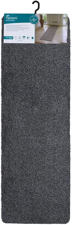 JVL Tanami Fussmatte, zweifarbig, Baumwolle Polyester Gummi, anthrazit, 50 x 150 cm Anthrazit 50 x 1