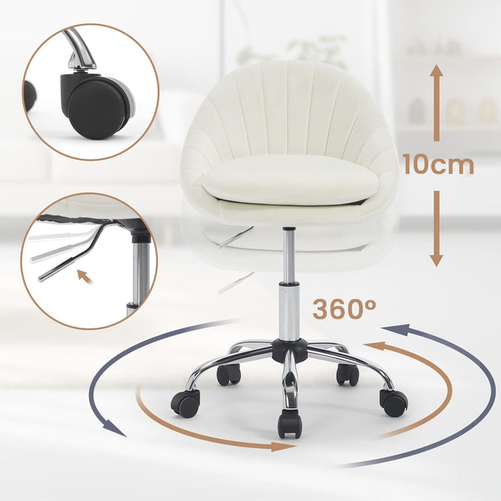 WOLTU Homeoffice Stuhl, Bürostuhl ergonomisch, Schminkstuhl drehbar, Drehstuhl mit Rollen, Schreibti