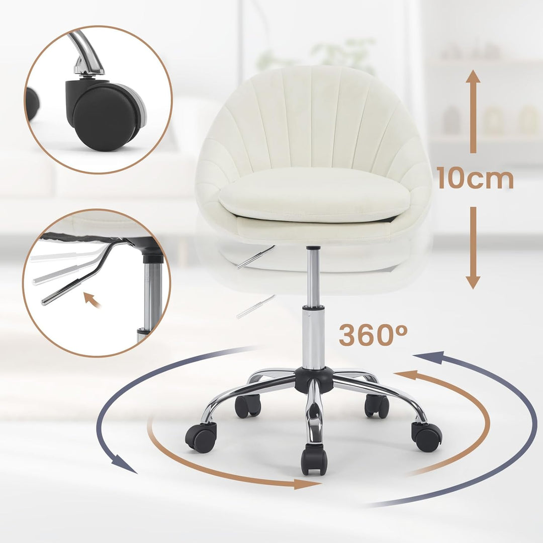 WOLTU Homeoffice Stuhl, Bürostuhl ergonomisch, Schminkstuhl drehbar, Drehstuhl mit Rollen, Schreibti