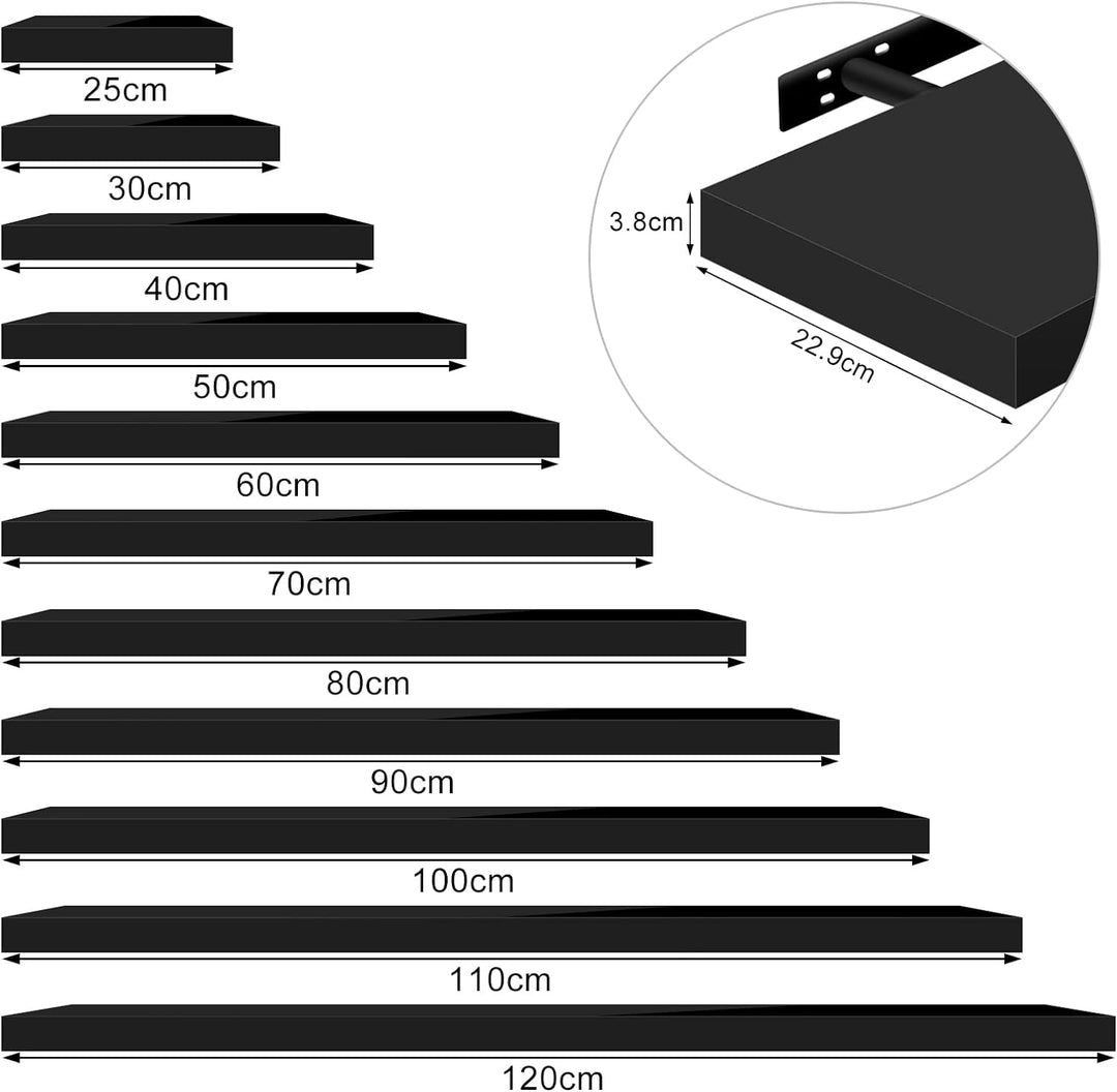 WOLTU Wandregal Volato Set von 3 Regalen Wandboard freischwebend Schweberegal CD DVD Regal Bücherreg