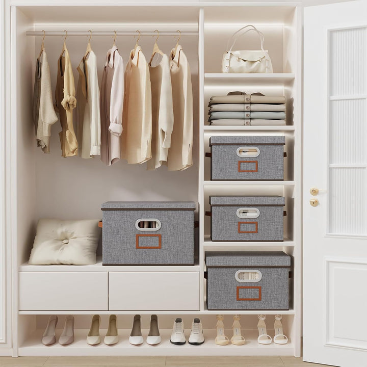 OUTBROS Aufbewahrungsbox mit Deckel und Griff, Faltbarer Aufbewahrungsbox aus Stoff Aufbewahrungskör