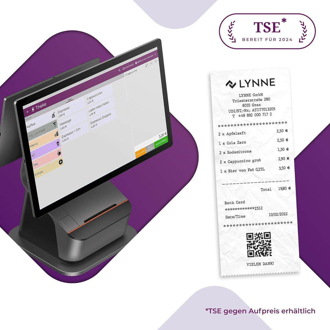 Registrierkasse Kassensystem - Finanzamtkonform 2022 - TSE ready - integrierter Bondrucker - Gastron