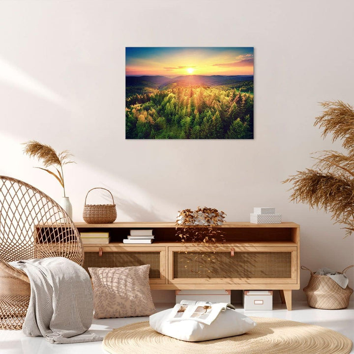 ARTTOR Bilder auf Leinwand Berge Natur Leinwandbild mit Rahmen 70x50cm Wandbilder Dekoration Wohnzim