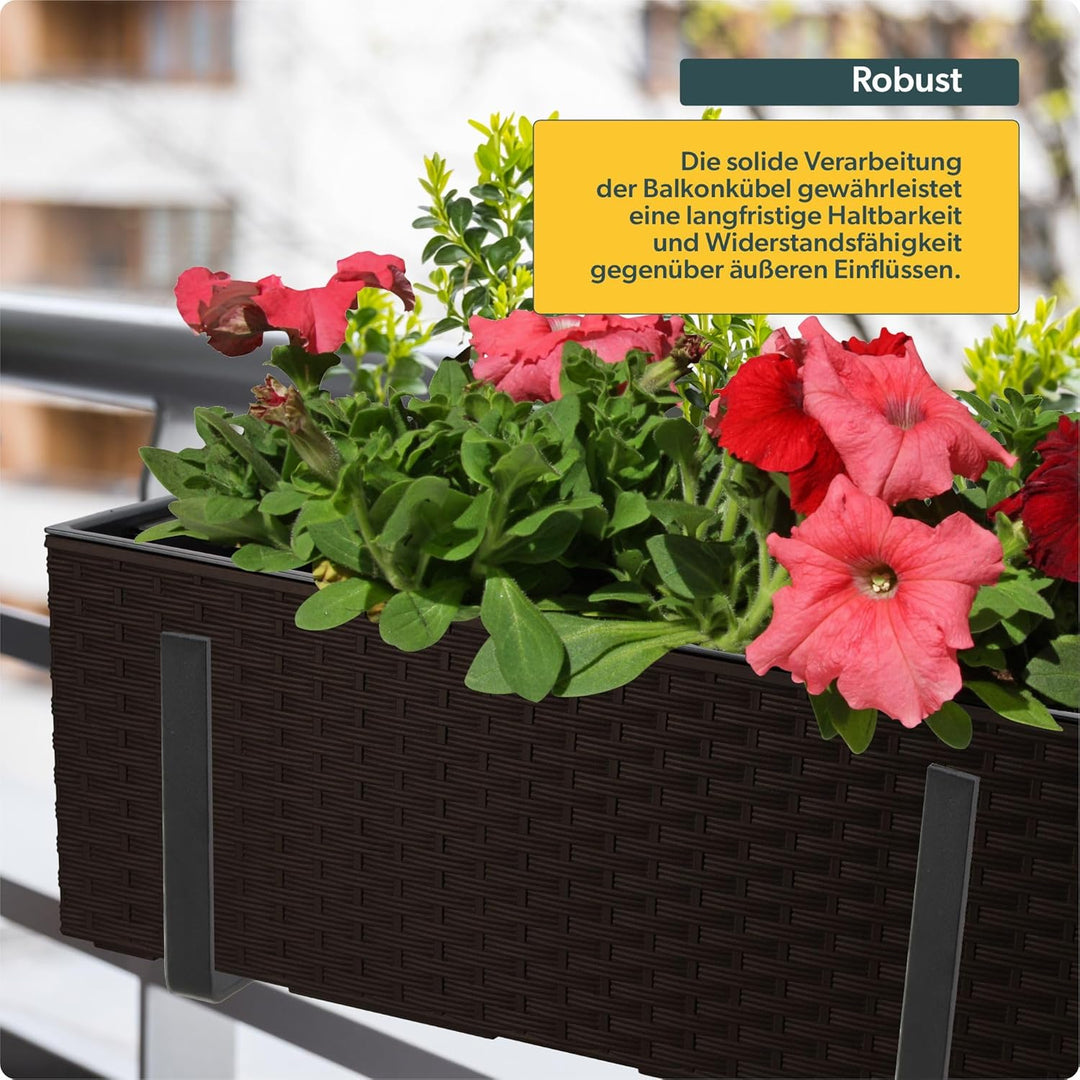 KADAX Blumenkasten aus Kunststoff, 18,5x56 cm, Pflanzkasten mit Einsatz, wetterfester Balkonkasten,