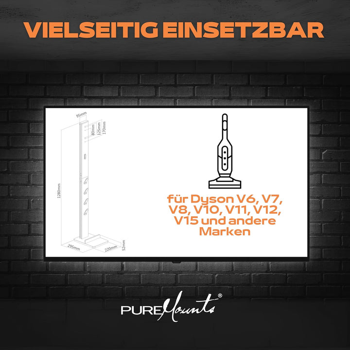 PureMounts PM-VAC-00, Staubsauger Standfuss Organizer für Dyson V6 Pro, V7, V8, Cyclone Fluffy/Absol