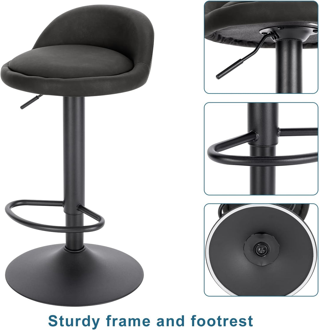 EUGAD Barhocker 2er Set 360° Drehstuhl Barstuhl mit Rückenlehne Fussstütze 120kg belastbar höhenvers