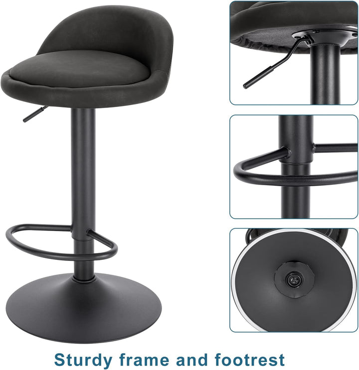 EUGAD Barhocker 2er Set 360° Drehstuhl Barstuhl mit Rückenlehne Fussstütze 120kg belastbar höhenvers