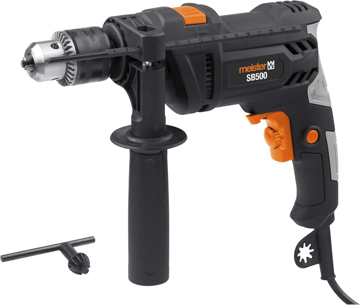 Meister Schlagbohrmaschine 500 W, SB500 - Zahnkranzbohrfutter - Drehzahl-Vorwahl - Mit Zusatzhandgri