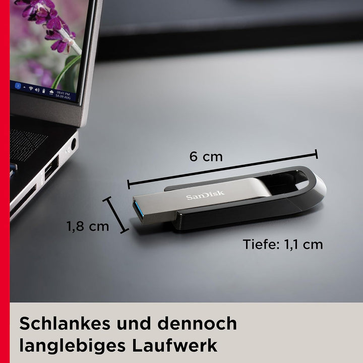 SanDisk Extreme GO USB 3.2 Flash-Laufwerk 128 GB (Highspeed USB, Lese- und Schreibgeschwindigkeit 40