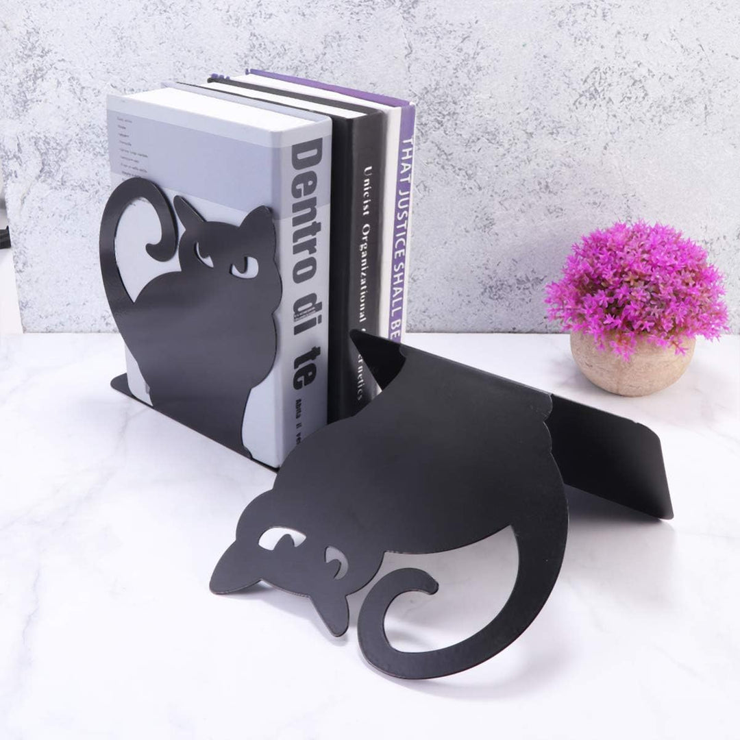 BESPORTBLE 2Pcs Katze Metall Buchstütze Kreative Buchunterstützung Buchstopper Buchorganisator Stehe